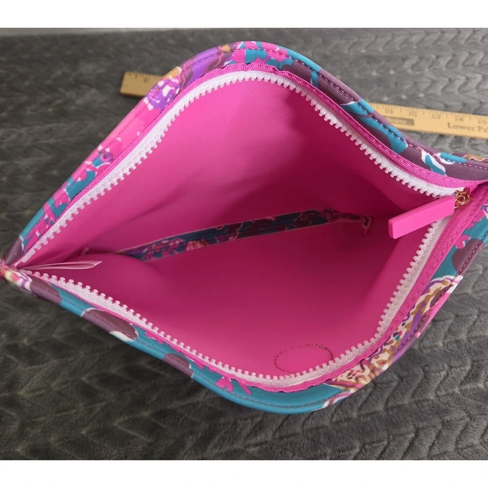 Lilly Pulitzer Neoprene Zip Pouch Swim Case Bag Blue Rhapsody Orchid Beach Pool